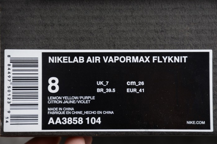 Nike Air VaporMax Flyknit 2018 Lemon Yellow/Purple mens AA3858-104
