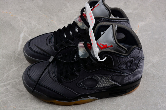 OW Air Jordan 5 SP Black Muslin Fire Red CT8480-001