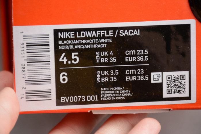 Nike LD Waffle Sacai Black Anthracite - BV0073-001