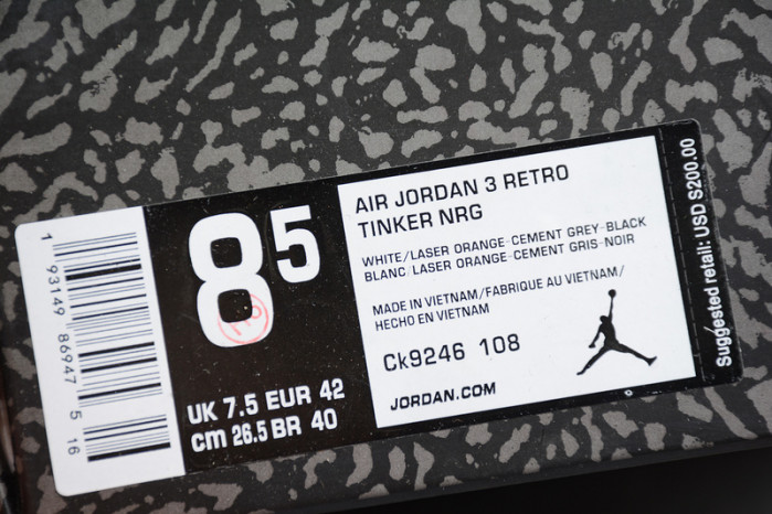 Jordan 3 Retro Laser Orange - CK9246-108