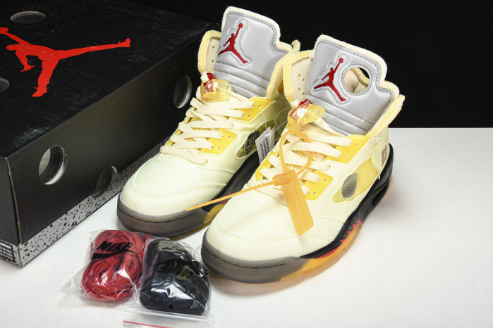 OW x Air Jordan 5 Sail Red DH8565-100
